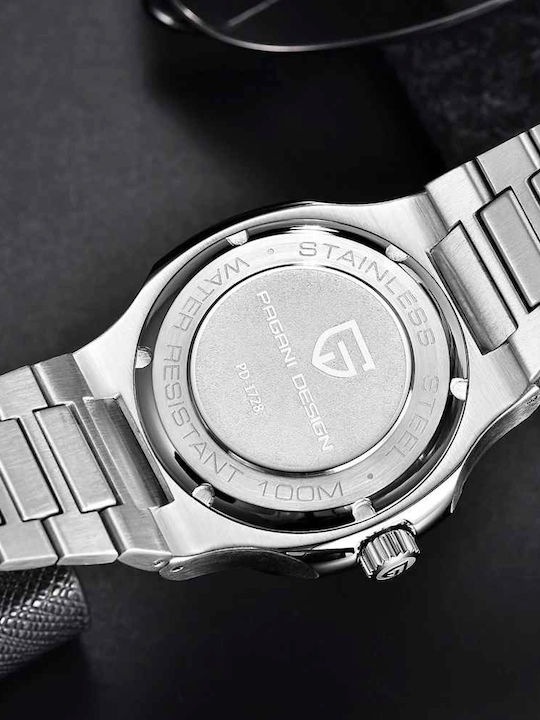 Pagani Design Ceas bărbătesc 40mm Automat cu Brățară din Oțel Albastru
