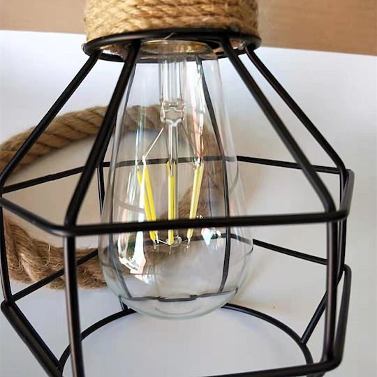 Home Lighting Регулируема Висящо Осветително Тяло Черен с въже за Цокъл E27 15см.