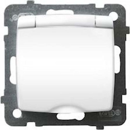 Ospel Single Power Socket Waterproof with Lid White