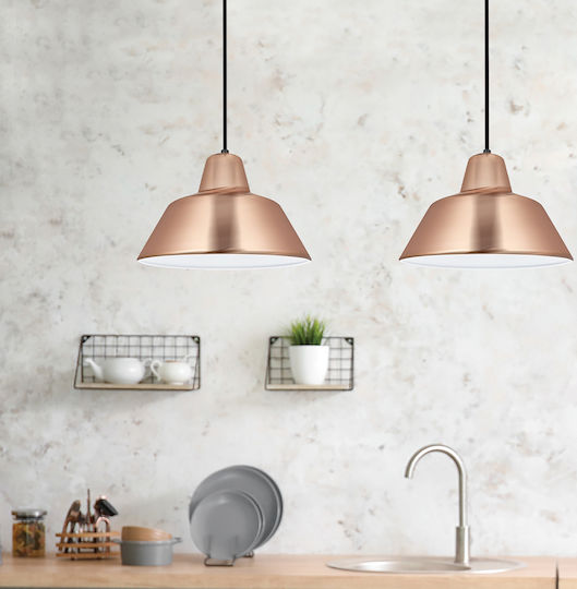 Viokef Glen Adjustable Pendant Light Rose Gold Bell with Socket E27 28.5x285cm