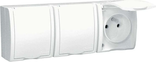 Simon Aquarius Priză Triplă Etanșă U Ip54 Cu Șină Ecranată Capac Transparent Aqgz1-3z/11