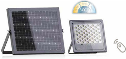 Fos me Proiector LED Solar Etanș 300W Alb Cald 3000K cu Telecomandă IP65