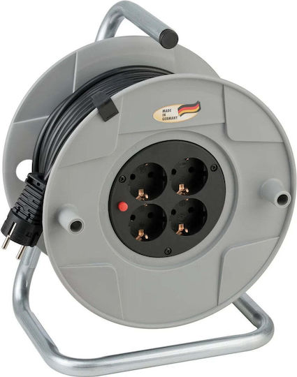 Brennenstuhl 4-Socket Cable Reel with 50m 3 x 1.5mm² Cable Cross-Section and Grounding