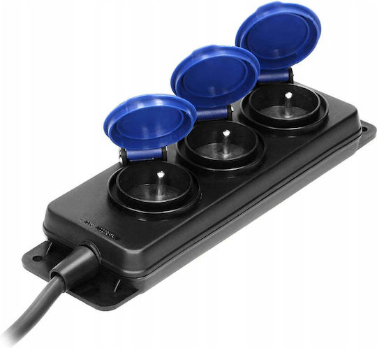 Orno Extension Cord Cable Extension 3 Sockets Length 5m Cross Section 3 x 1.5mm² and Waterproof Grounded