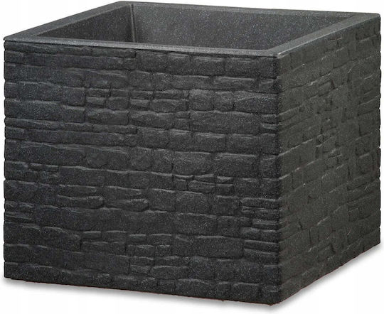 Lumarko Ghiveci De Flori Din Plastic Stony Negru 40x40cm