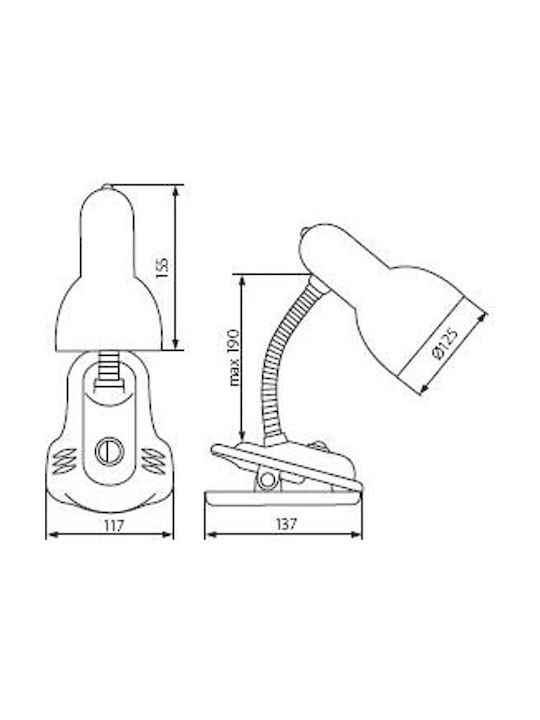 Suzi Schreibtischlampe mit flexiblem Arm für Fassung E27 und Clip in Schwarz Farbe