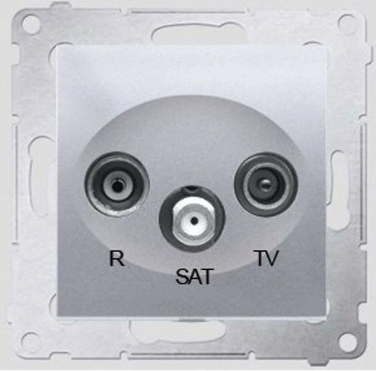 Kontakt-Simon TV-Antennensteckdose für Fernseher Satellit und Radio Antenne in Silber Farbe DASP.01/43