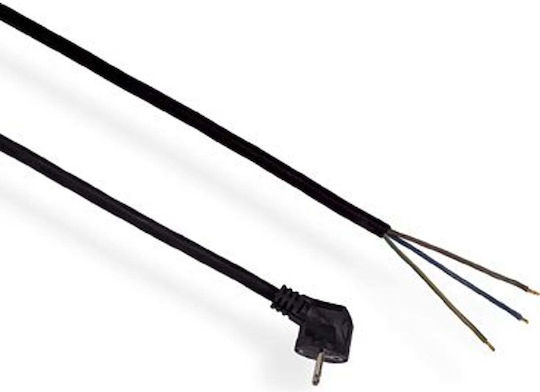 Elgotech Power Cord Type H05RR-F with Cable Properties 3x1mm² in Black Colour 1m