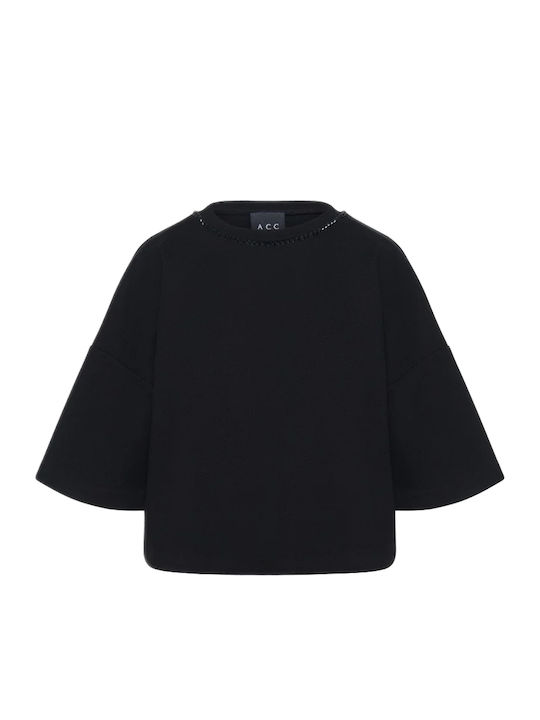 Damen Bluse mit 3/4 Ärmel Schwarz