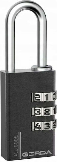 Gerda Aluminum Padlock Brass Combination 21mm Black