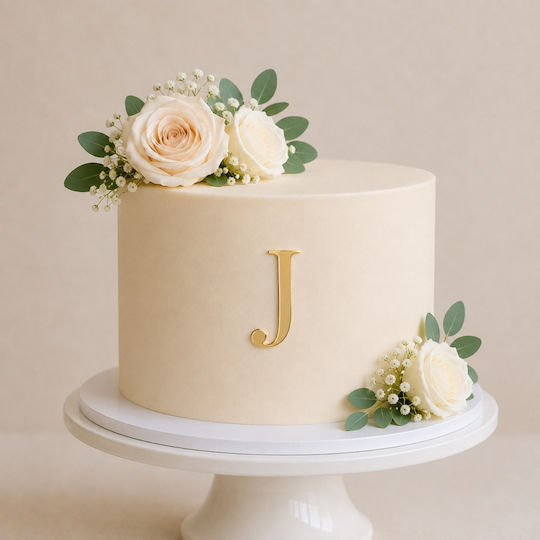 Topper Acrilic Pentru Tort Litera J Aur Model 9 Cm