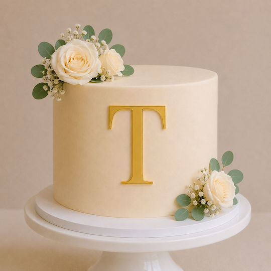 Acrylic Cake Topper Letter T Gold Model 9 Cm Lumea