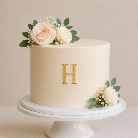 Acrilic Tort Topper Litera H Aur Model 9 Cm