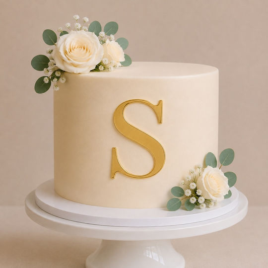 Acrylic Cake Topper Letter S Gold Model 9 Cm Lumea