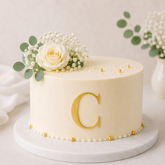 Acrylic Cake Topper Letter C Gold Model 9 Cm Lumea