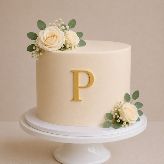 Acrilic Tort Topper Litera P Aur Model 9 Cm