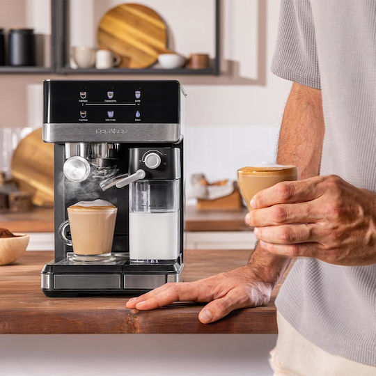Cecotec Power Espresso 20 Touch & Cream Μηχανή Espresso 1350W Πίεσης 20bar για Cappuccino Μαύρη 120163