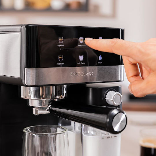Cecotec Power Espresso 20 Touch & Cream Μηχανή Espresso 1350W Πίεσης 20bar για Cappuccino Μαύρη 120163