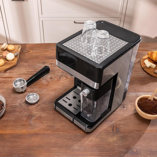 Cecotec Power Espresso 20 Touch & Cream Μηχανή Espresso 1350W Πίεσης 20bar για Cappuccino Μαύρη 120163