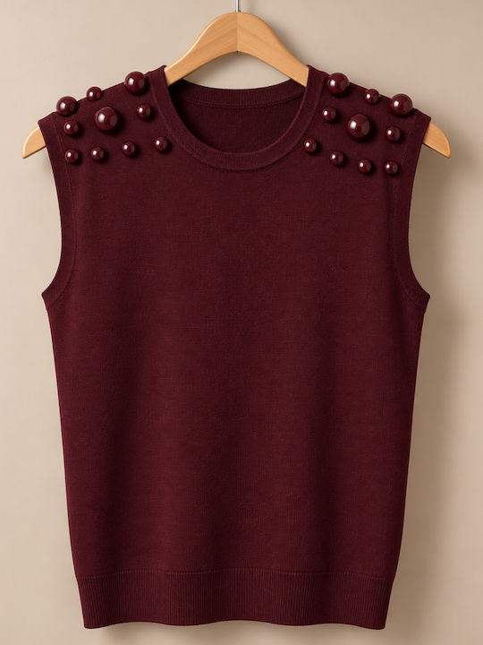 Damen Bluse Ärmellos Burgundisch Damen Bluse Ärmellos Burgundisch