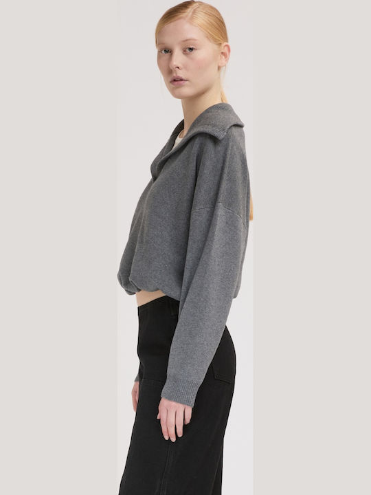 Γυναικείο Crop Πουλόβερ Grey