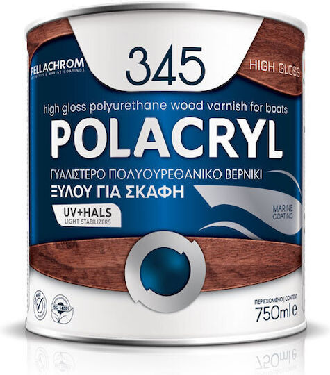 Pellachrom Polacryl 345 Surface Varnish Polyurethane Solvent Based Colorless Gloss 750ml