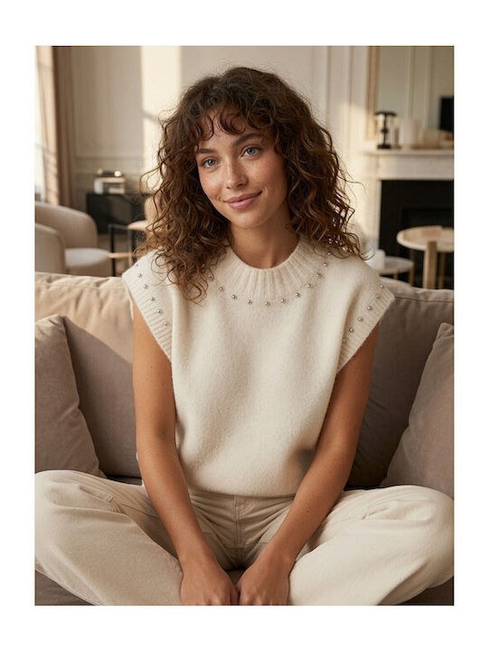 Women's Sleeveless Beige Sweater Y26626-Beige