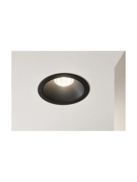 Fan Europe Spot Rotund Metalic Îngropat cu LED Încorporat și Lumină Alb Cald Neagră 18x18cm