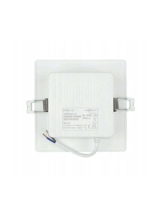 Eco Light Platz Kunststoff Einbau Spot mit integriertem LED und Natürliches Weißes Licht Weiß 11x11cm. 1Stück