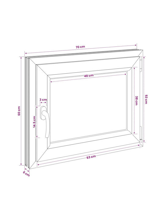 vidaXL Перваз на прозорец PVC Ш70xВ60cm