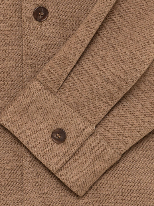 Langärmeliges Overshirt in Normale Passform Kaffee