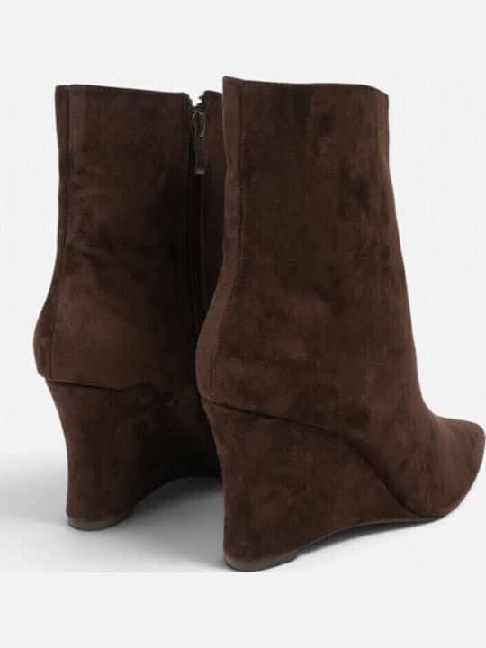 Wildleder Stiefeletten Damen mit Plattform Braun