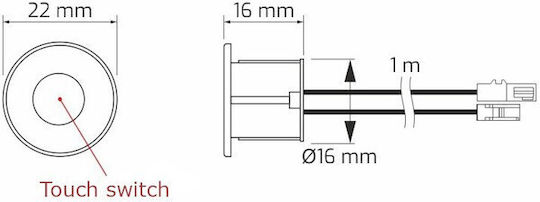 Design Light Χωνευτός Μηχανισμός για Διακόπτη Dimmer LED Αφής σε Λευκό Χρώμα