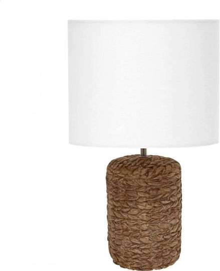 Platinet Table Lamp for Socket E27 with White Shade and Brown Base