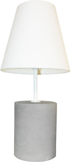 Aca Concrete Table Lamp for Socket E27 with White Shade and Gray Base