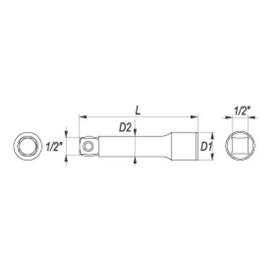 Yato Гъвкава Удължителна Глава за Тресчотка с Рамка 1/2" и Дължина 127mm