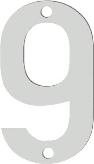 Metalor Sign with Number in Silver Color Inox 9cm 123-A009