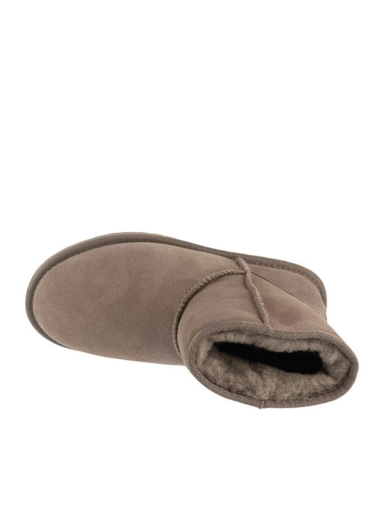Stinger Mini Leder Damen Stiefeletten mit Pelz Braun