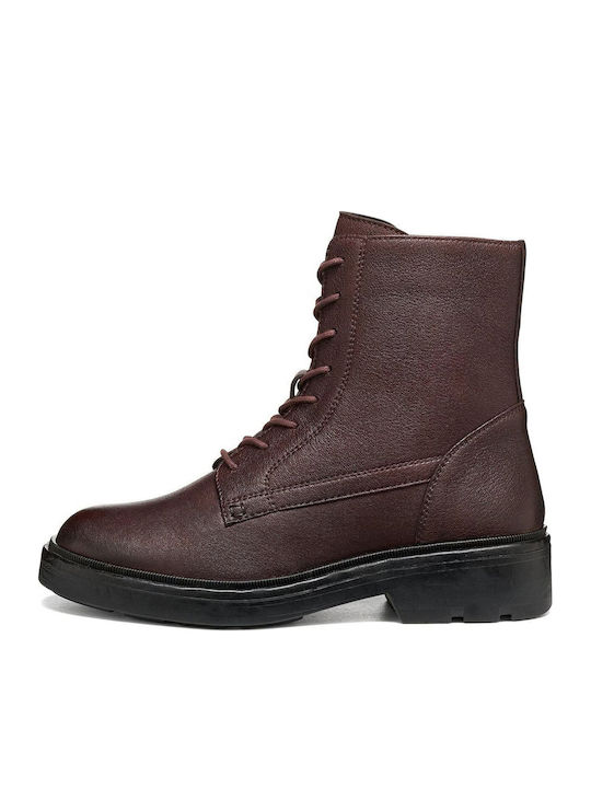 Leather Women's Brown Combat Boots