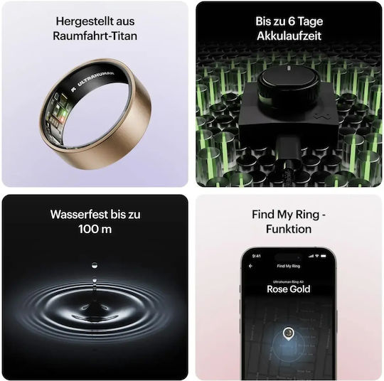 Ultrahuman Air Smart Ring 24.9mm Waterproof with Heart Beat Monitor Bionic Gold