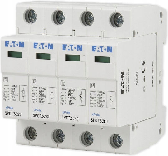 Eaton Мълниезащитен Панел Тип T2 Четириполюсен Максимален Разряден Ток 20kA