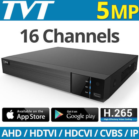 TVT Überwachungs-Videorekorder DVR 16 Kanäle mit Auflösung Full HD+ TD-2116NS-HC-H