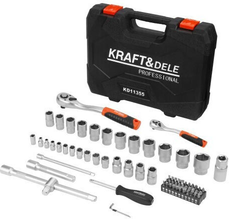 Kraft & Dele Ratschen- und Steckschlüssel-Set 1/4" & 1/2" & 3/8" 10 Stück
