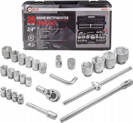 Rockforce Ratchet with Sockets 3\4" & 1" 17 Pieces