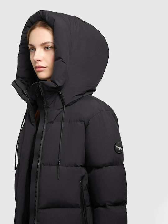 Women's Puffer Jacket Windproof for Winter Anthracite