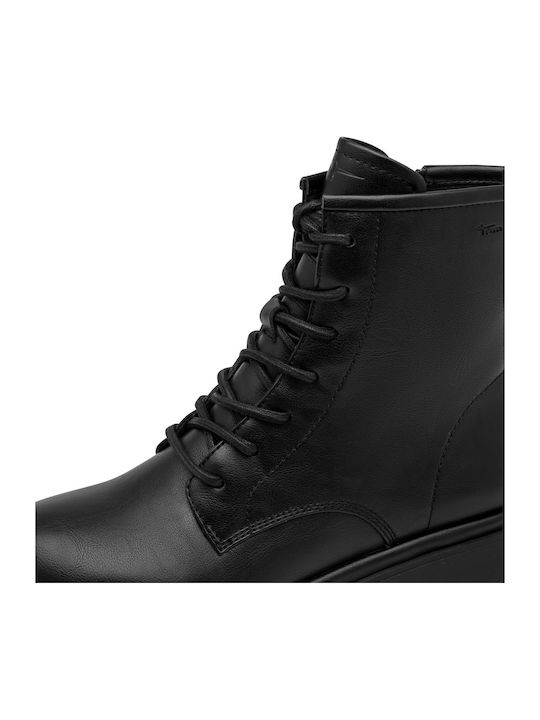 Schwarze Damen-Leder-Kampfstiefel