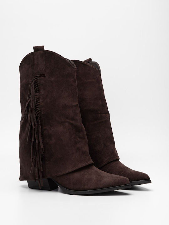 Wildleder Damenstiefel Cowboy Braun