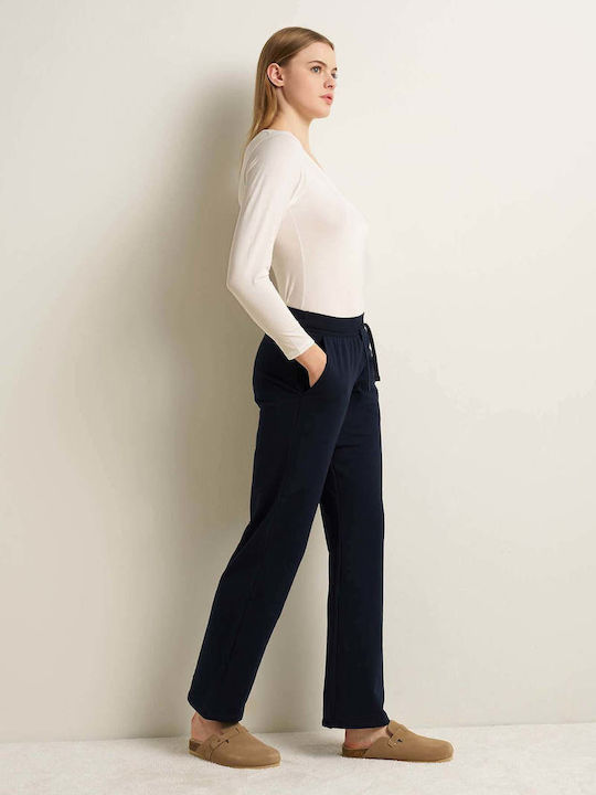 Pantaloni Dama Tesatura cu Cauciuc in Linie Dreapta Negru