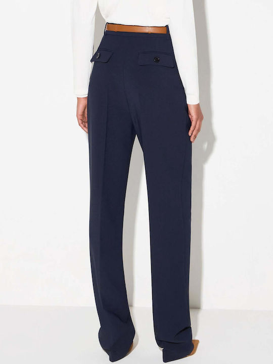 Damen Krepp Hose Blau