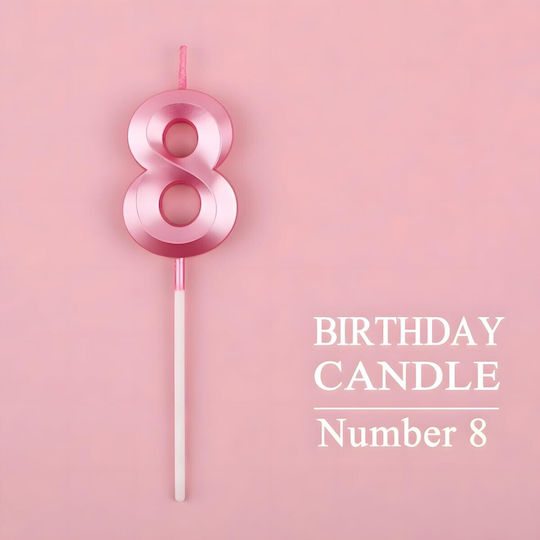Number 8 Candle Flippy Diamond Model 5 X 3.4 Cm Pink